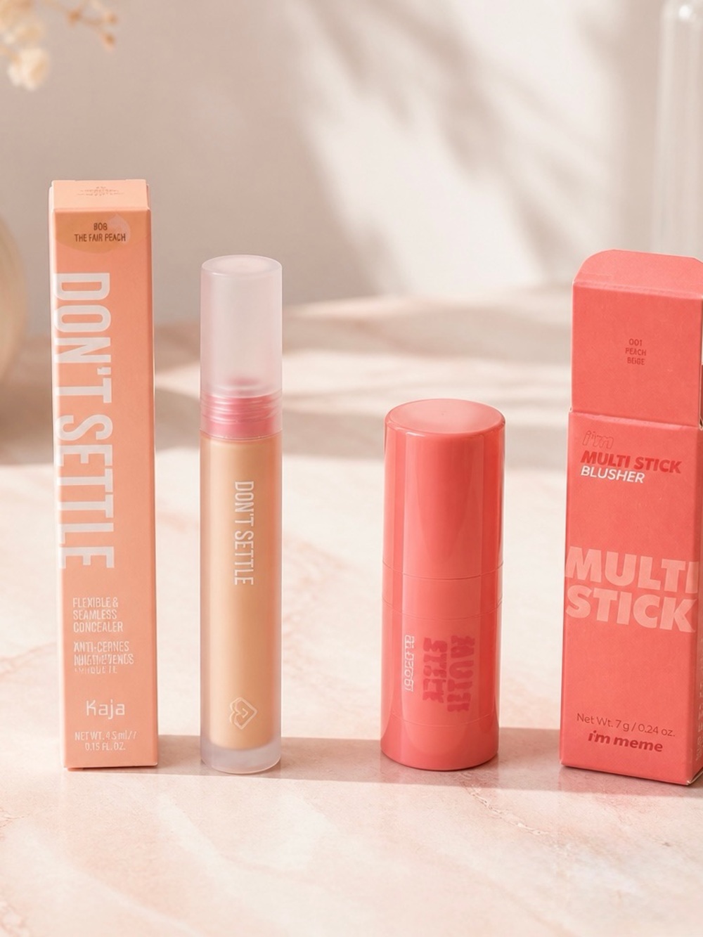 Don't Settle Concealer & Peach Multi Stick Blusher Set - Peach
